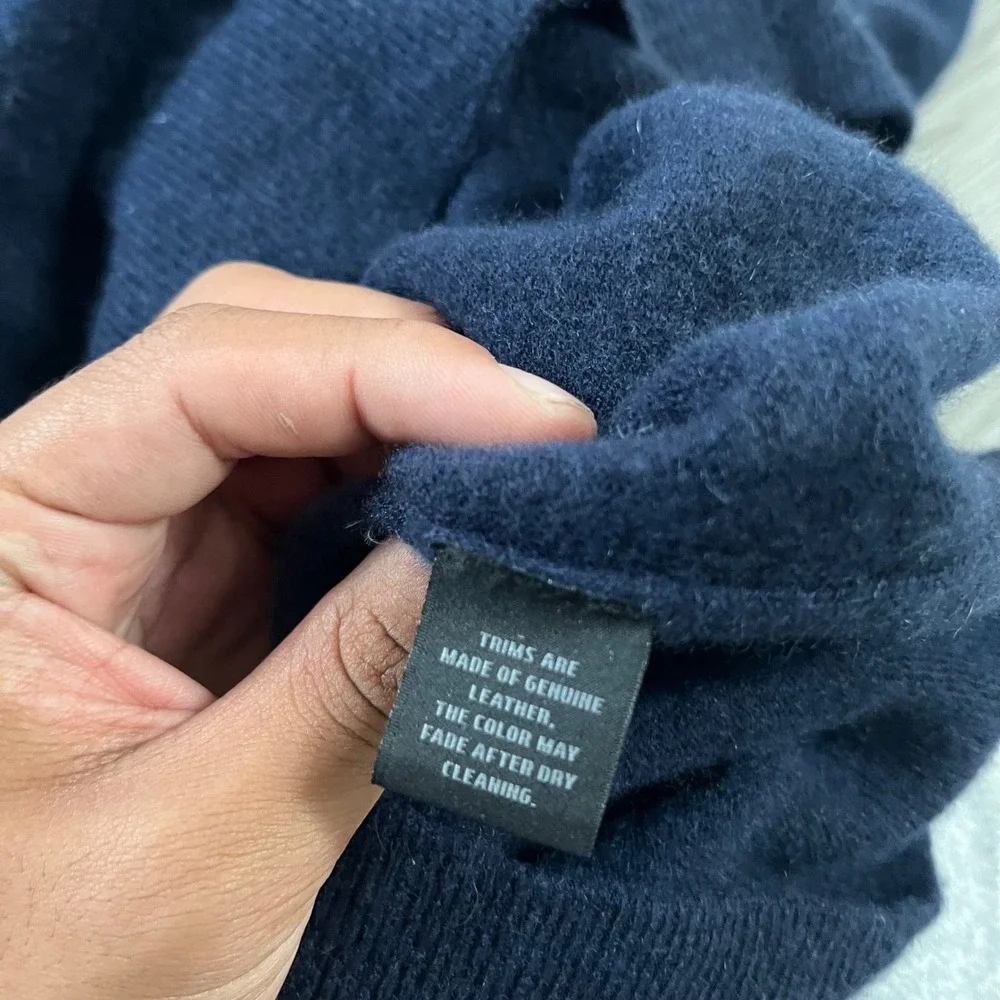 The Men's Store Bloomingdale's Cashmere Quarter Zip Sweater Navy Blue Large